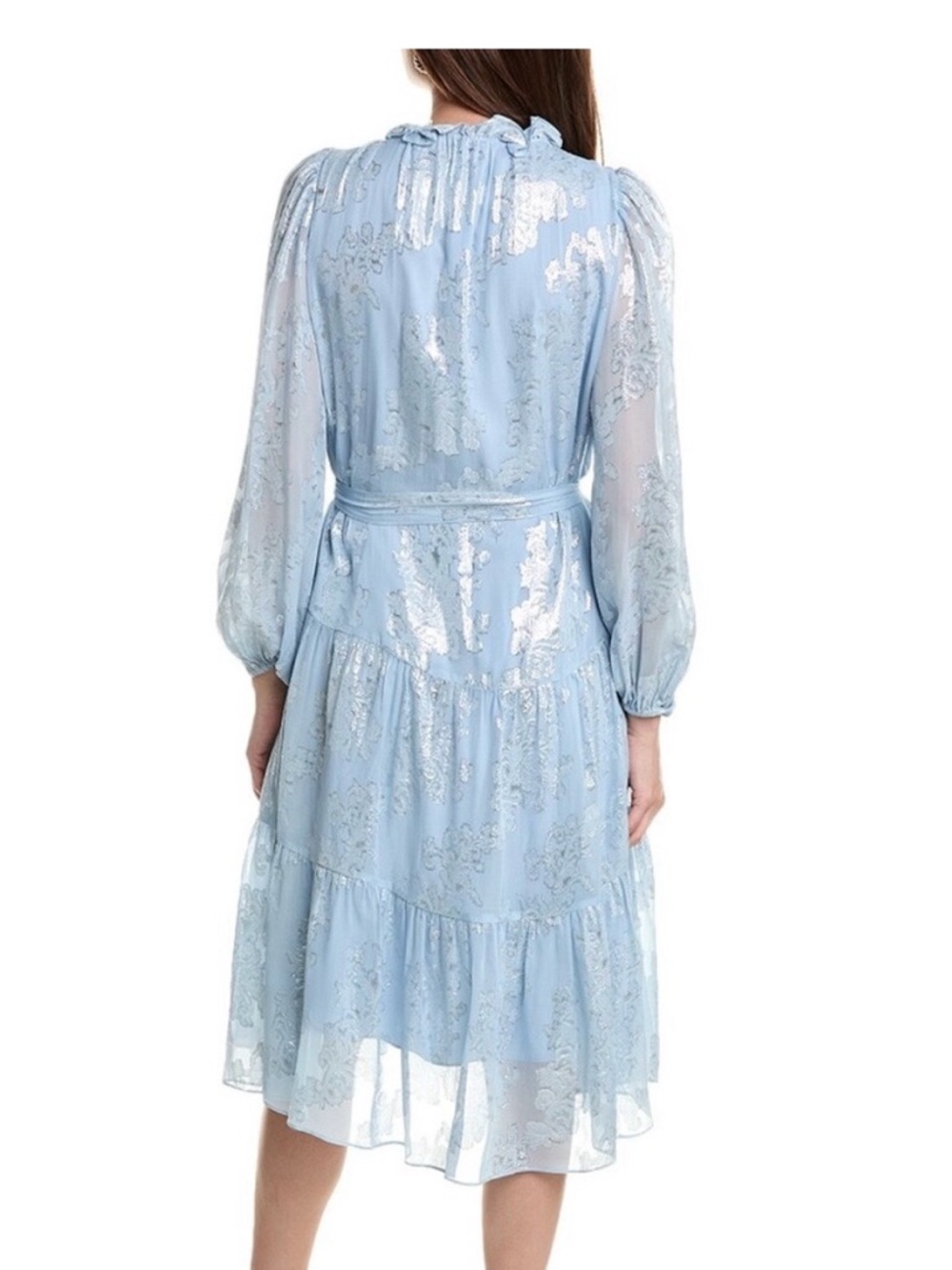 Kobi Halperin Kathryn Metallic Jacquard Midi Dress Blue XXL New - Picture 5 of 13